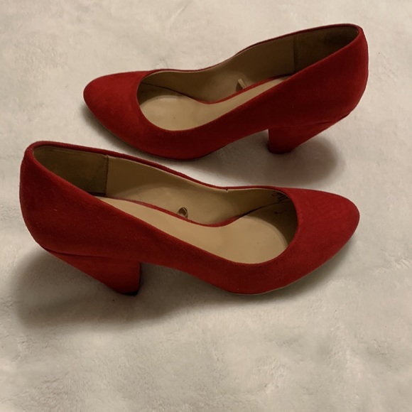 Zara faux suede red chunky red heels - Picture 6 of 8